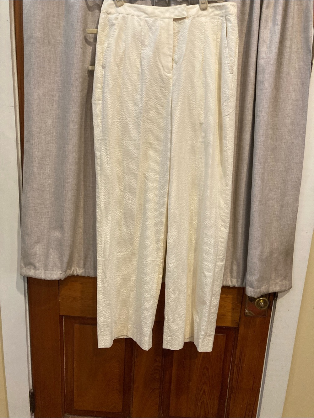 J. Peterman seersucker  Pants 10 yellow
